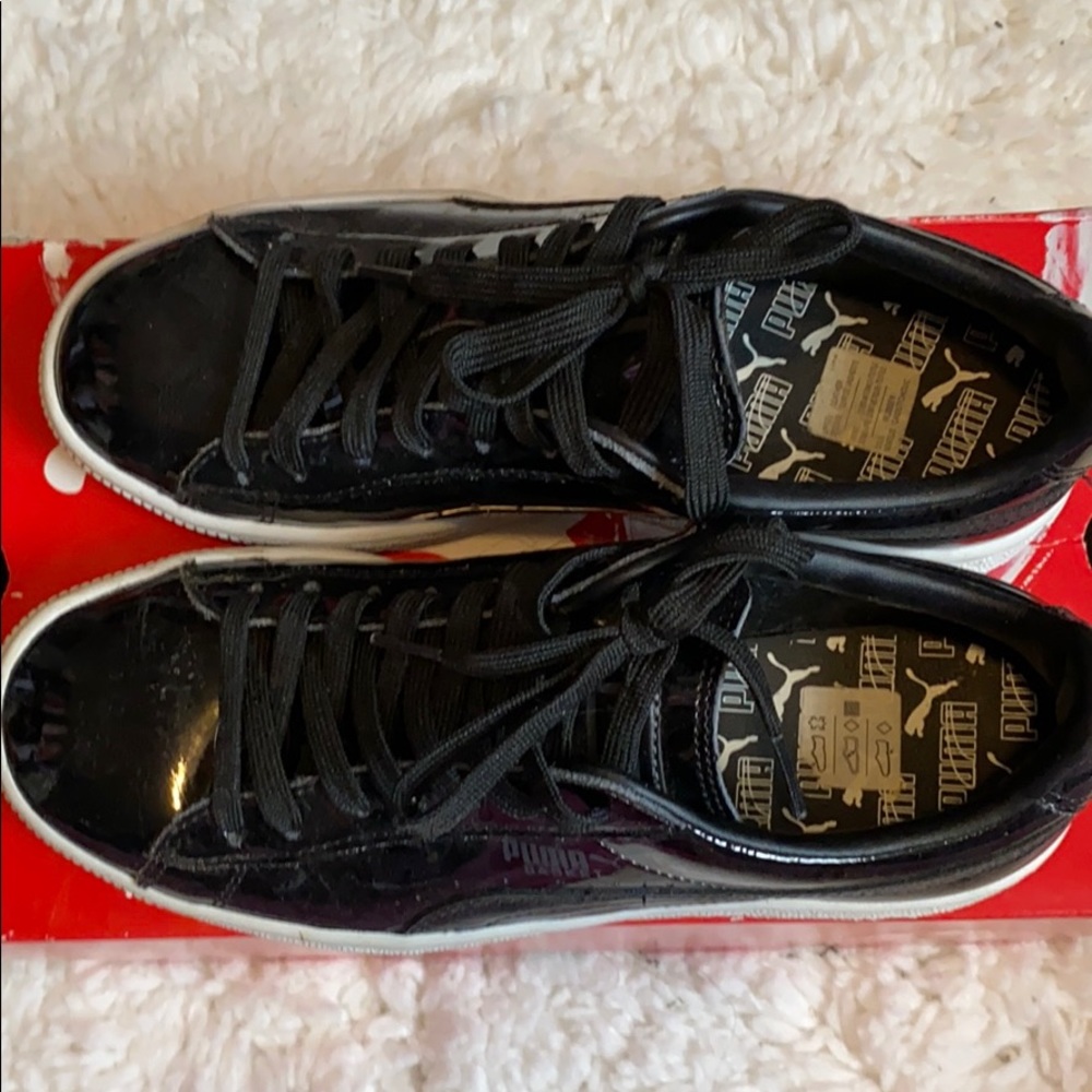 Black patent leather Pumas
